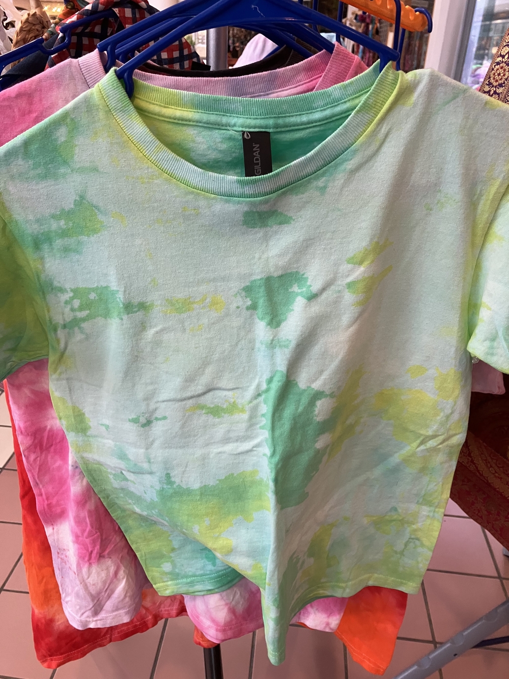 Gildan Kids Tie-Dye Tee in Mint Green & Lemon Yellow